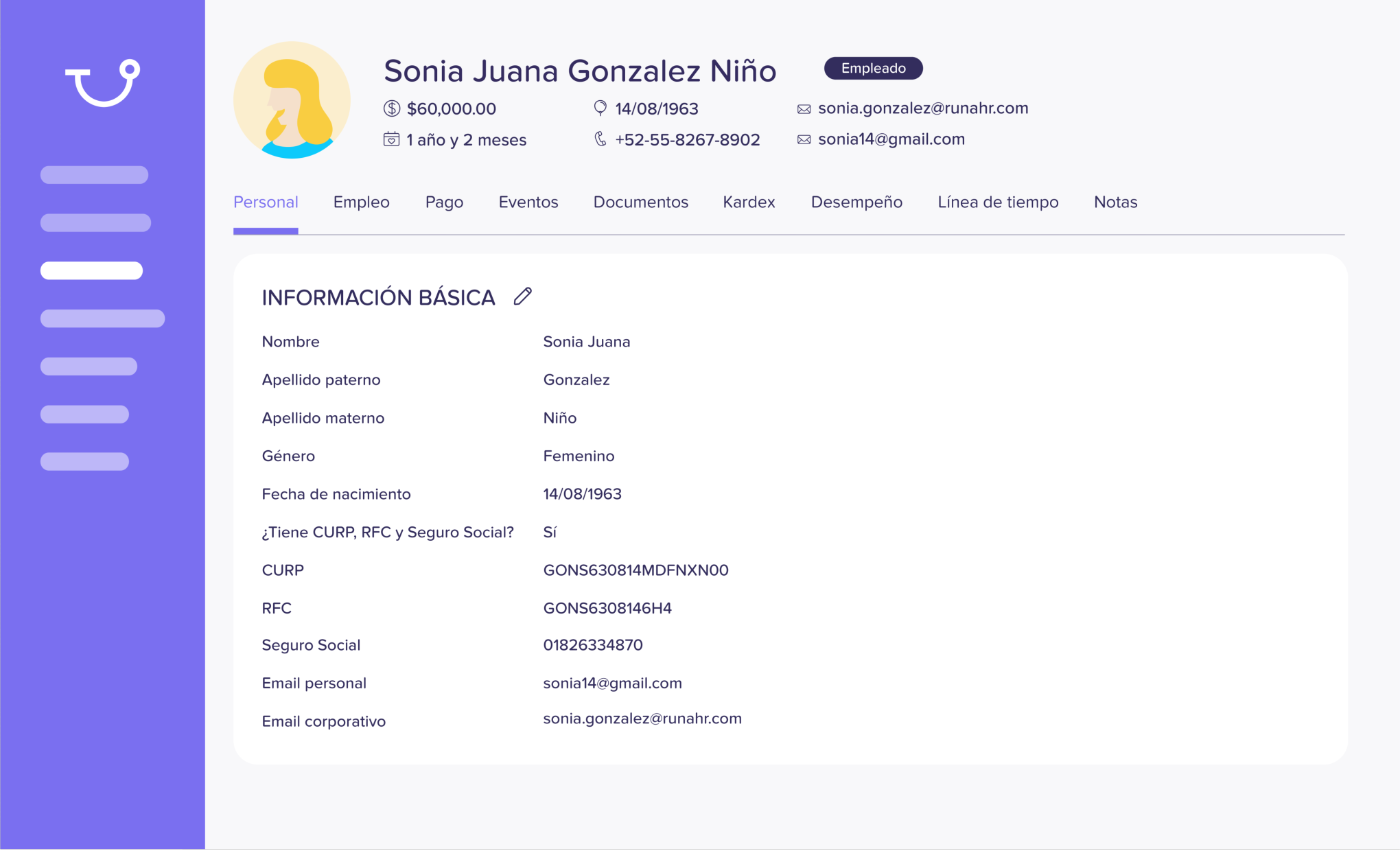 Información básica de tus empleados