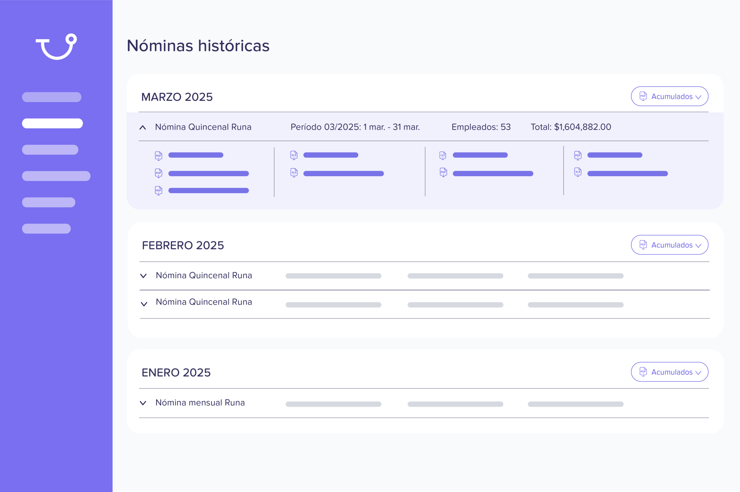 Nóminas históricas en automático
