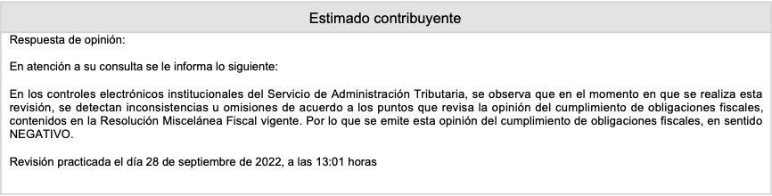 opinion de cumplimiento satopinion de cumplimiento sat NEGATIVA