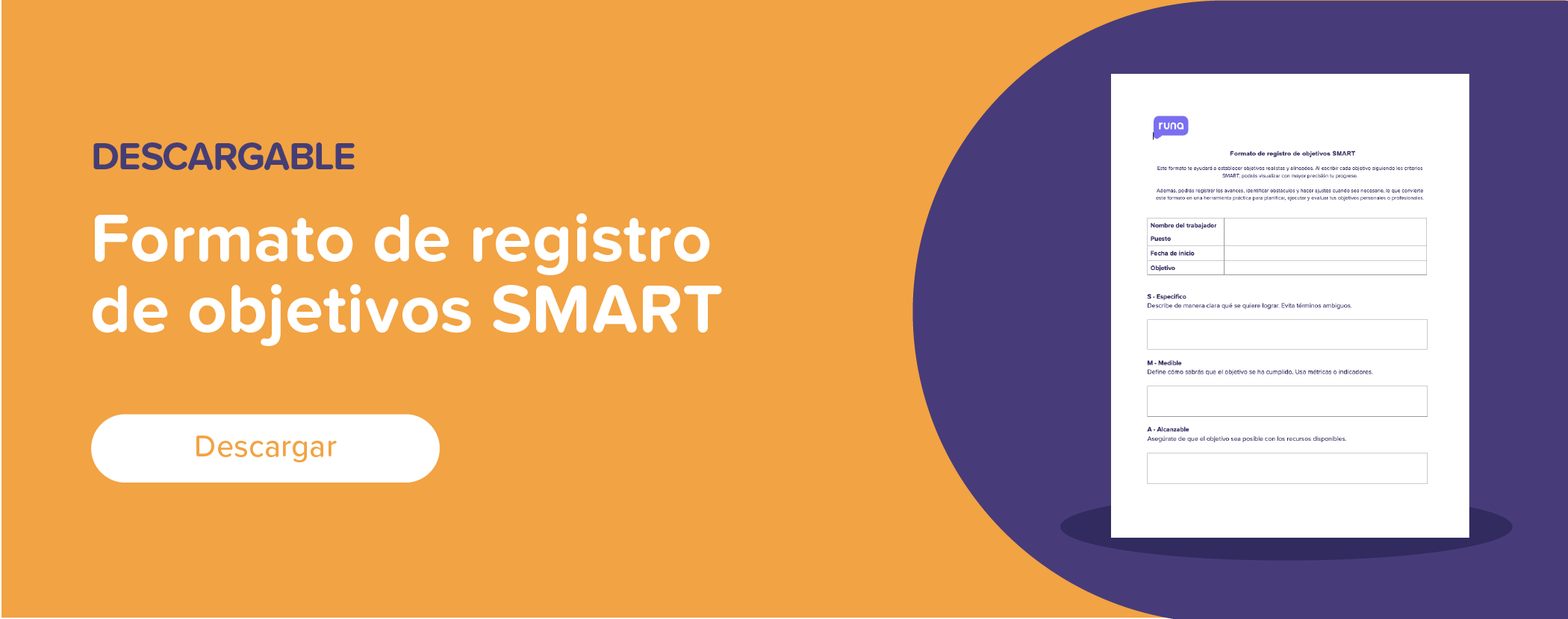 Descargar formato de registro de objetivos SMART