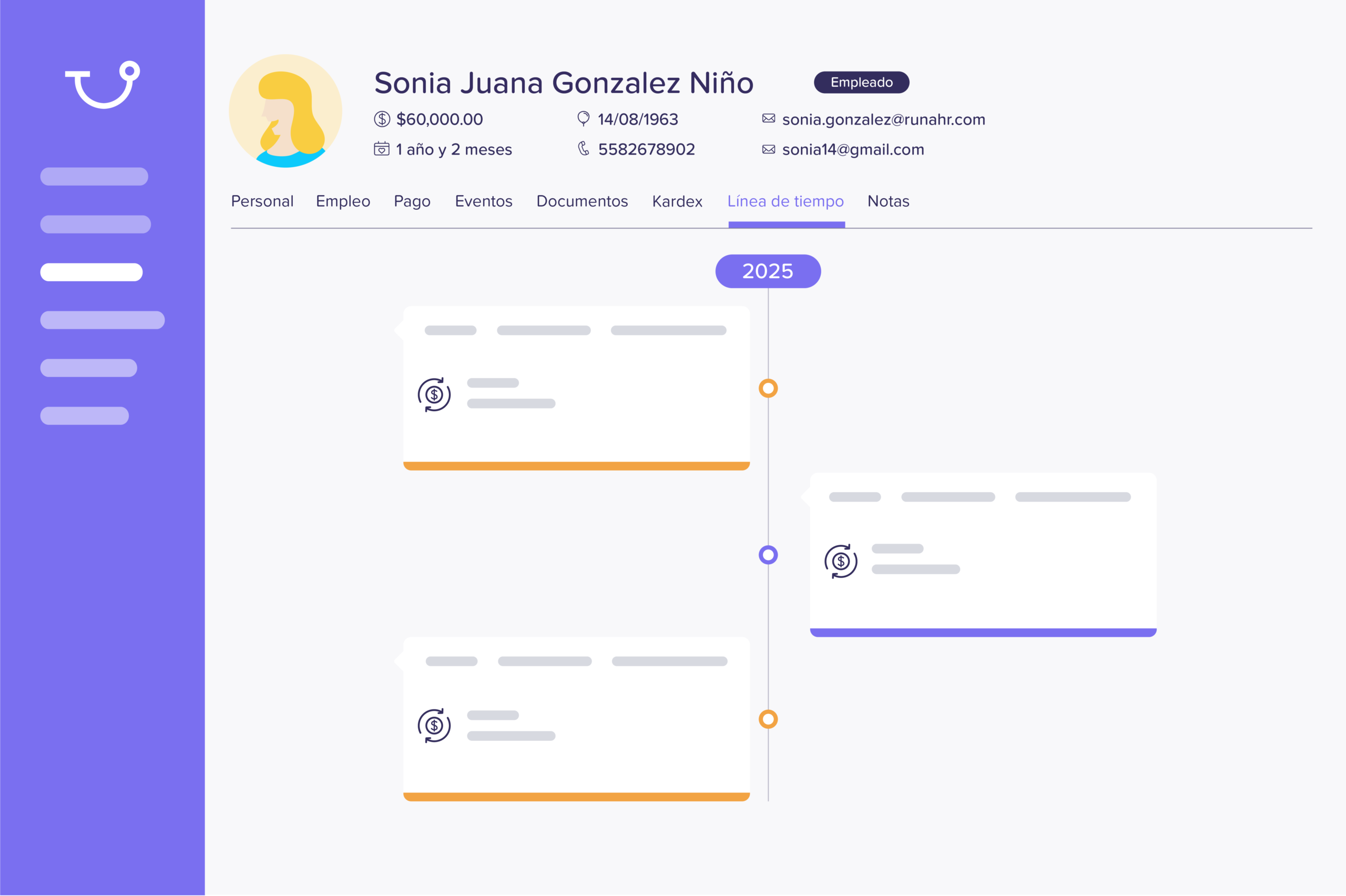 Línea de tiempo te muestra el recorrido de un empleado.