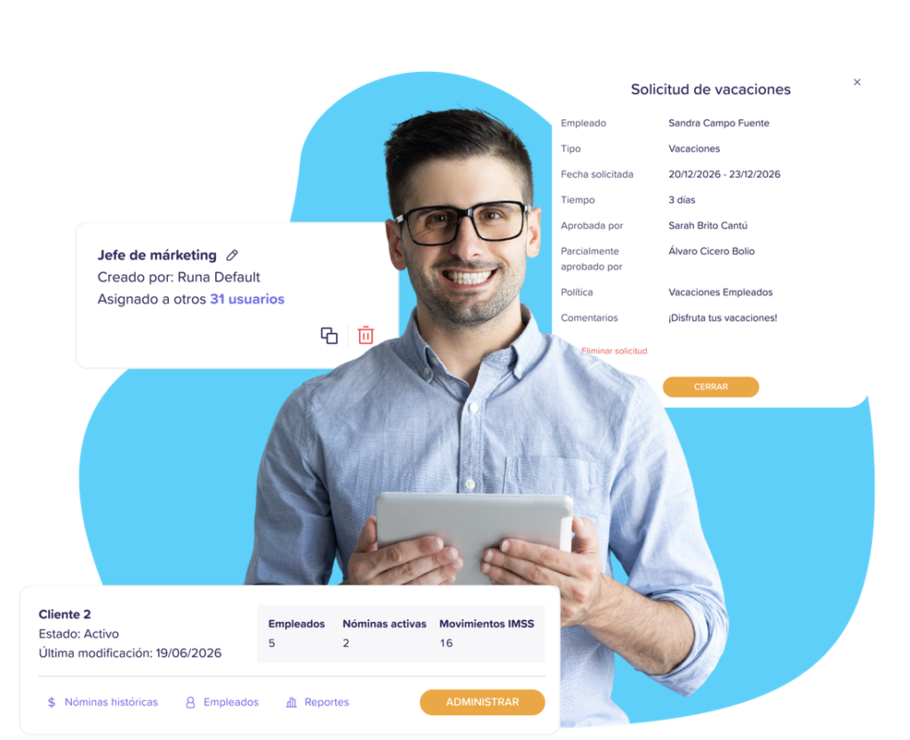 Proveedor de RRHH gestionando clientes en Runa
